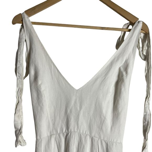 Saunders Collective White Halter Linen Blend Sleeveless Midi Dress Size 4 - Picture 7 of 13